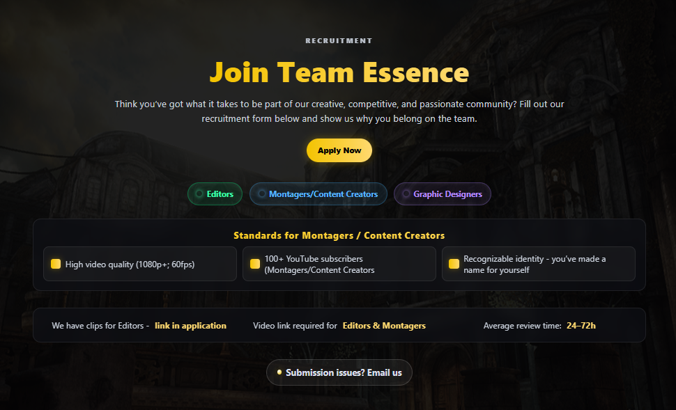 Team Essence Recruitment